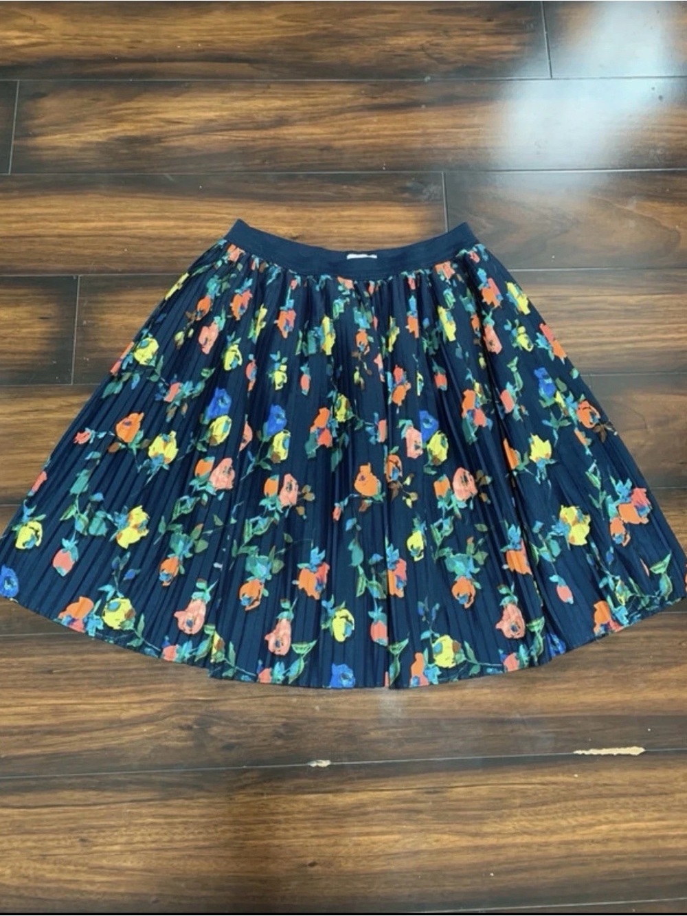 Merona medium lined navy floral midi skirt 516
